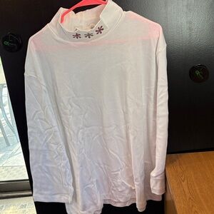 Chic White Embellished Turtleneck Top